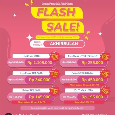 🔥 Siap UTBK dengan maksimal? Gunakan kode PFMTRYOUT + AKHIRBULAN
untuk akses promo spesial !!! 💪🎯