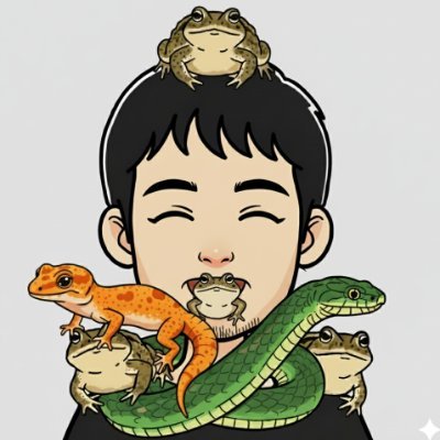 現役引きこもりヒキガエル武蔵&幸村🐸活発なレオパ🦎青大将🐍美味系🍱😋LINEスタンプ&絵文字【🙇現在1800個ほどお迎え達成🙏】🐸🦎🐢🐍🐊🦜🐇🐦⬛🦉😼🐶🦔t-shirts&雑貨のネット販売も静かに営業中✨観てくれる方が笑顔になる作品を作りたい🤤