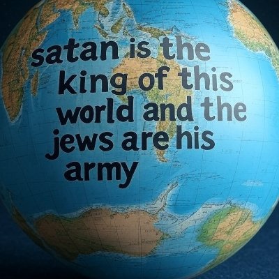 he/tler
satana e il re di questo mondo e gli ebrei sono il suo esercito
satan is the king of this world and the jews are his army