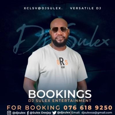 DJSULEX's profile picture. DJ Sulex Entertainment, Host, DJ, Event Management Bookings :0766189250. djsulexsa@gmail.com