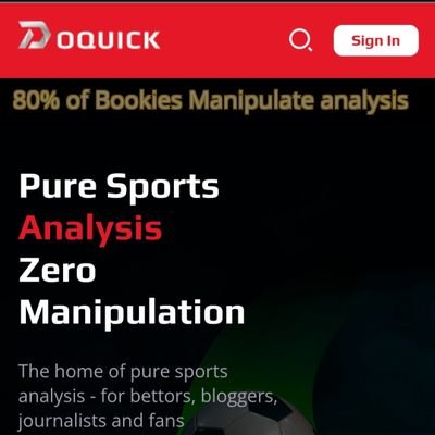 DQsportss's profile picture. Pure Sports Analysis
Zero Manipulation
The home of pure sports analysis - for bettors, bloggers, journalists and fans