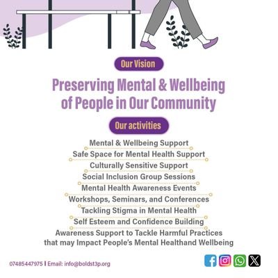 BoldSt3p's profile picture. Bold St3p:

Mental Health Advocate
Rebuilding Confidence
Empowering People
Motivating People
Inspiring People
 Promoting Positive Mindset
Community Activities