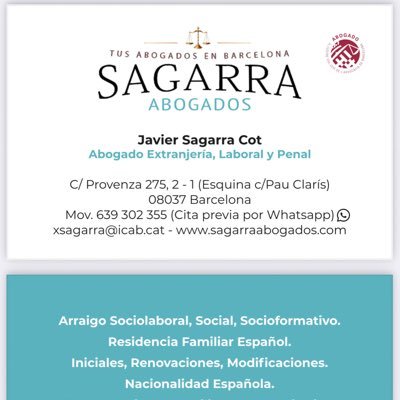 AbogadosSagarra's profile picture. Tus Abogados en Barcelona en Laboral, Penal, Extranjería y Familia.