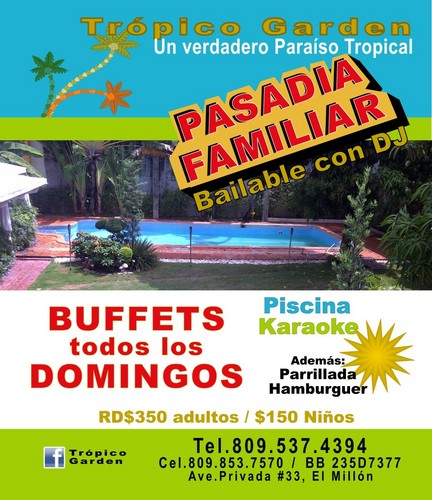 UN VERDADERO PARAISO TROPICAL disfruta junto a tu familia de un cálido ambiente, lleno de mucha diversión. Piscina, parrillada, Dj, karaoke, Buffet 809-537-4394