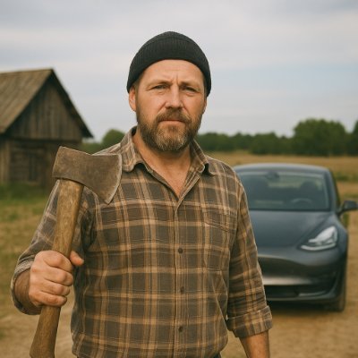 MaxVillageMan's profile picture. “Village guy with Teslo instead of Tesla 🪓⚡ Respect to Elon!”