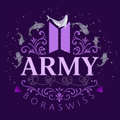 BORASWISS's profile picture. FANPAGE & FANDOM ARMY FAMILY  ⟬⟭ FOR ⟭⟬ 
 💜 WE ARE BORASWISS  💜 les PAPILLONS de la Suisse Romande ! 
Rejoins nous pour des rencontres et des projets ARMY !