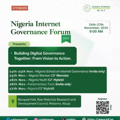 igfng's profile picture. The 14th Edition of the Nigeria Internet Governance Forum is organized by the NIGF-MAG #NIGF2025
Register Here: https://t.co/0niz5y22mK