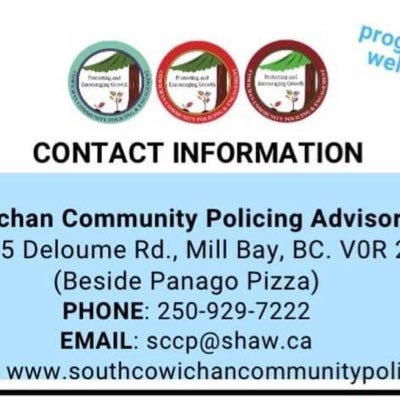 SCCPoffice's profile picture. SCCP & CCP&ES is a volunteer supported organization that provides Cowichan Valley SC/NC residents with RCMP-supported educational programs, info and services.