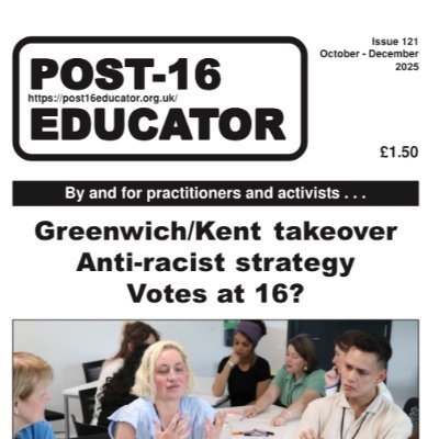 Post16Educator's profile picture. By & for post-16 educators & activists. Ed.: Colin Waugh. New contributors welcome. Contact: post16educator@runbox.com.