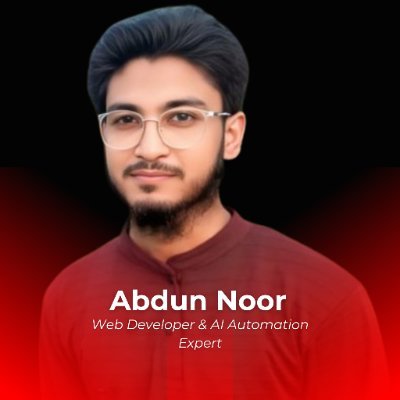 abdunnoorfaruki's profile picture. Helping founders & agency owners save time, close more deals & run smoother ops using automation (n8n, Make, AI, voice workflows).