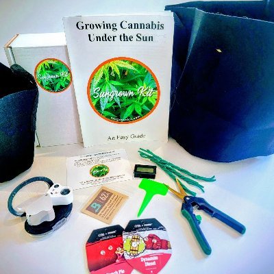 Sungrownkit's profile picture. Grow cannabis under the sun at home.  A Grow Guide, Mike Tyson seeds for 1 or 3 plants, cloth pots, 30x60x magnifier, trimming shears, humidity control package.