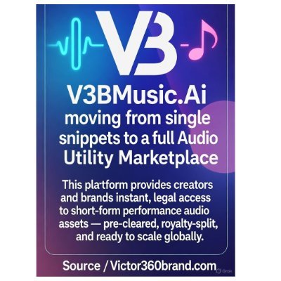 V3BMusicAi's profile picture. "https://t.co/UKJ8t0goiK" is  moving from single snippets to a full Audio Utility Marketplace..we're still building this glorious app. Launching soon