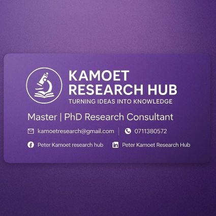 kamoet_peter's profile picture. For all Research Projects| Proposals| Thesis | Corrections| writing and Guidance.