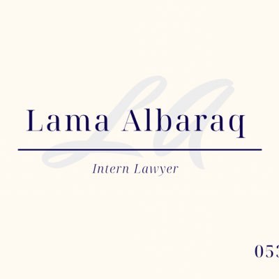 LamaAlbaraq's profile picture. محامية مُتدربة | بكالوريوس قانون | دبلوم مهني في الحوكمة | مهتمة بكل ما هو قانوني ⚖️ | ﴿وَأَن لَيسَ لِلإِنسانِ إِلّا ما سَعى﴾