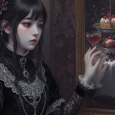 fantanoya's profile picture. 光と闇のあわいに浮かぶ、儚くも艶やかなメイド幻想。
無機質な光沢の中に、微かな温度を描く。

Ephemeral beauty woven in gloss and silence.
Gothic maids bathed in amber light.
#AIイラスト #耽美アート #GothicAI