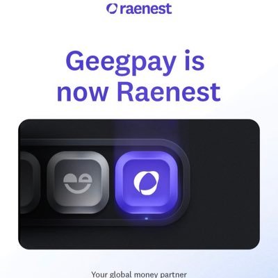 RaenestHelp's profile picture. Your global money partner. Now united under Raenest. Formerly @Geegpay_hq. For faster help, use our mobile app's "Live Chat feature.