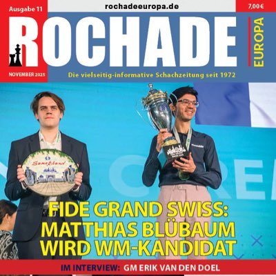 rochadeschach's profile picture. Rochade Europa - Die vielseitig-informative Schachzeitung. Erscheint jeden Monat sowohl im Abo (weltweit lieferbar) als auch am Kiosk sowie auf Readly.