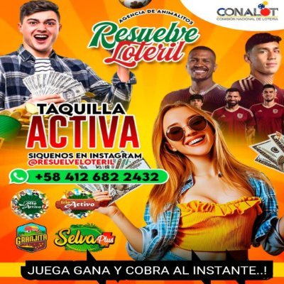 RESUELVELOTERIL's profile picture. AGENCIA DE LOTERIA: DE #ANIMALITOS #LOTERIAS #TRIPLETAS #PARLEY COMUNICATE AL #WHATSAPP 0412-6822432