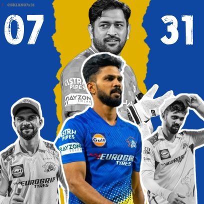 CSKIAN07x31's profile picture. 07 • 18 • 45 • 31👕 | Retired ICT Fan🇮🇳 | 💛 | Not Impersonating. Following all Rules on @X | ALT A/c - @Shreyash_S17