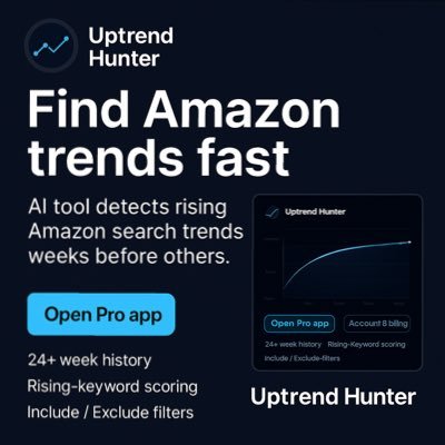 uptrend_hunter's profile picture. Spot rising Amazon search trends — weeks before others notice.