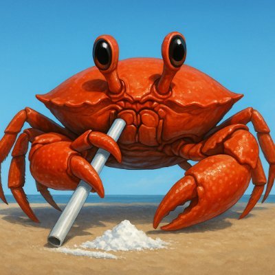 CocaineCrab's profile picture. 5W1Vkr35XRLwWNctB7VC9ZmcekEcoVFKfezuuqfKpump
Certified panic athlete of the coastline