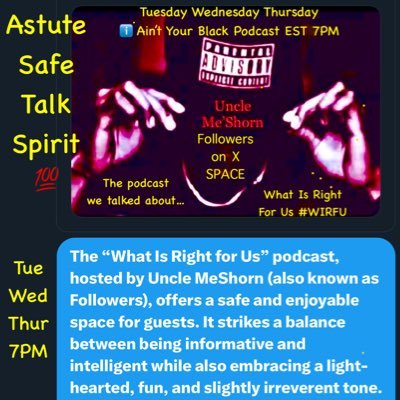IAintYourBlack's profile picture. Conservative show by #MrJustAskJoe & #UncleMeShorn. 7pm T,W,Th. Ridding the world of the #Color #Construct. When us folk is together, we all are! #HumanityFIRST
