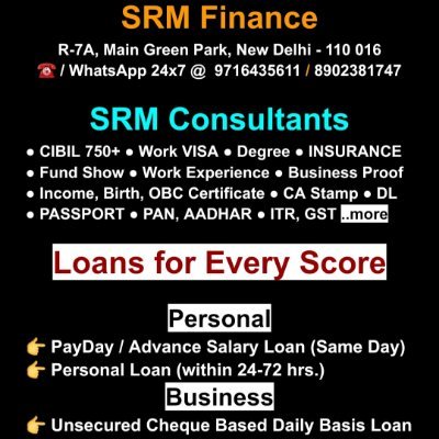 sandipan68's profile picture. SHORT N LONG TERM LOAN / INSURANCE / CIBIL / JOBS / Work VISA / ITR / GST / PASSPORT / CCTV / SOLAR / REAL ESTATE / LEGAL HELP / MSME
☎ 9716435611 | 8902381747