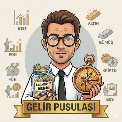 GelirPusulasi's profile picture. Finansal özgürlük yolunda bir pusula. Güncel analizler, şahsi stratejiler ve finansal farkındalık içerikleri. ⇄ ''YTD''
📊#BIST 🥇#ALTIN 💰#BES 🥈#GÜMÜŞ ⚡#FON