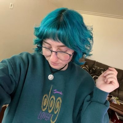 bluishpup's profile picture. • blue haired nonbinary lesbian • 28 • ΘΔ • i love my gf • german shepherd parent • sanrio, tloz, horror • dog trainer in training • 20+