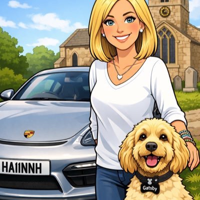 HA11NNH's profile picture. the real HA11NNH standing in front of @auld_kirk with a Porsche, Ragnar , a 🐶 Gatsby, loves #Bond & a🍸, coined #Twitterati 👊🏻