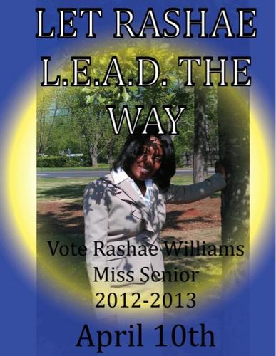 LET RASHAE L.E.A.D. THE WAY!!! Vote Rashae Williams for Miss Senior for the 2012-2013 scholastic year. #FVSU #rashaeleadtheway2012