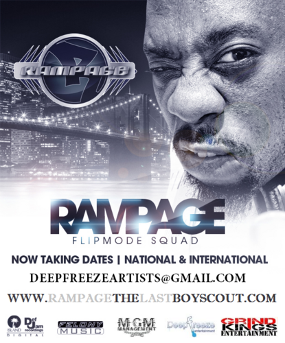 DeepFreezeEnt's profile picture. Rampage from Flipmode Squad is the Founder of Deep Freeze Ent/Gracie Productions!!! Contact Blaksmif @ deepfreezeartists@gmail.com for booking Rampage!