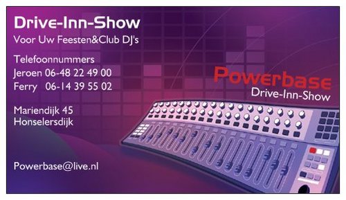 PowerBase1's profile picture. Welkom, bij PowerBase Drive inn Show.
Voor meer info: Volg ons @Twitter, Facebook en hotmail.