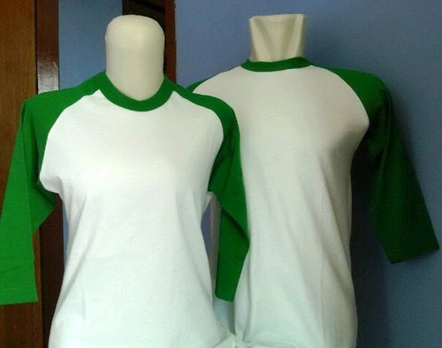 Model Baju Kaos Raglan Couple Putih Hijau