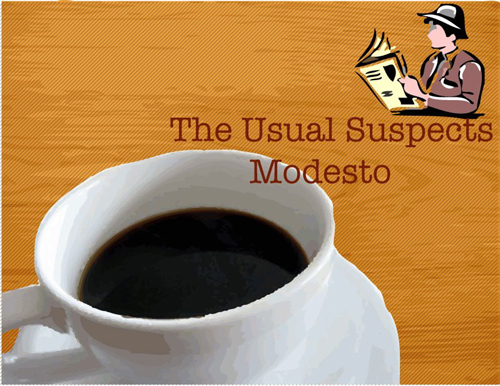 Usual Suspects is a very informal coffee klatch gathering for political gossip in Modesto, CA