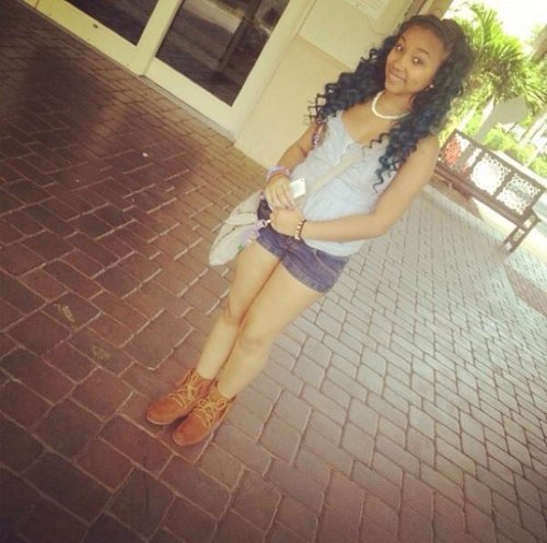 I support a girl w| long blue hair . She's 1|3 of the OMG Girlz . Gorgeousss . & GREAT at EVEYTHING she does . I look up too her , she's  MY INSPIRATION (:
