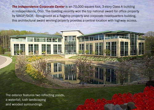 The Independence Corporate Center is a 70,000 sq ft building in Independence Ohio. Some areas renovated for entrepreneurs & rooms for seminars.