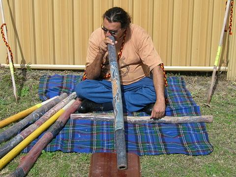 Musician in the traditional dance and performing group Wadumbah Aboriginal Dance Group!