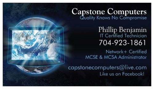 CapstoneComps's profile picture. We provide computer services to Charlotte,NC and the surrounding areas. Follow us on Twitter and LIKE us on Facebook for tips to keep your computer running!!!