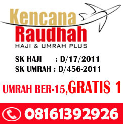 DFTAR SKRG HAJI THN DEPAN ! Umrah 15jt, Hotel *4, Pnglaman 10th,Kantor Induk Jeddah. Hub 08161392926 / 085649448088 / 031-5990799