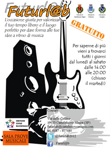 futurlab2012's profile picture. Futurl@b è lo spazio dedicato alle tue idee e alla valorizzazione del tuo tempo libero. Musica, Cultura, Aggregazione, Incontri e non solo...