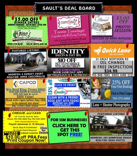 http://t.co/RLeH3N3iRa is the hottest new website in Sault Ste. Marie promoting local businesses and the best deals, coupons and promotions in SSM!