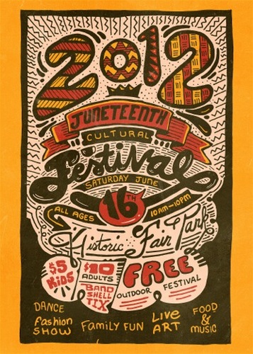 Official Twitter for the 2012 Juneteenth Cultural Festival held on Saturday, June 16th, 2012 from 10AM-10PM in Fair Park (Dallas, TX). Food, Music & More!!