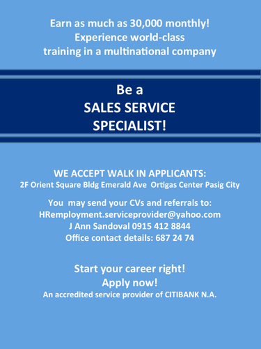 SPs_Citibank's profile picture. FOLLOW ME! hremployment.serviceprovider@yahoo.com