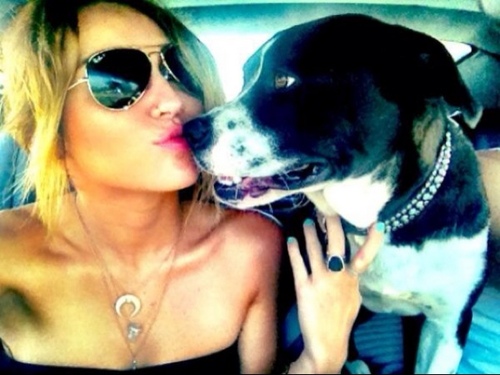 I'm Miley Cyrus's dog Mary Jane! I love my mommy :) Mommy's boyfriend is sexy, too.