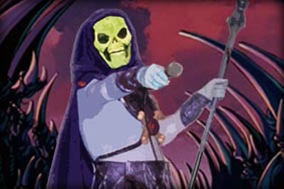Karaoke Gung Show hosted by Skeletor is the most evil and FUN Karaoke show you will ever attend.
Carmen Martella III portrays a parody of Skeletor.