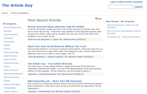 TheArticleGuy1's profile picture. The Article Guy is a free seo/sef article directory http://t.co/86LAZEvj5d Submit an article today ☺