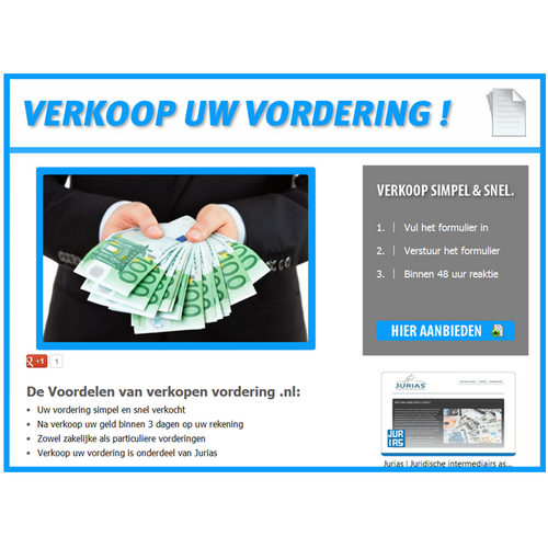 vordering_koop's profile picture. verkoop-uw-vordering.eu is opkoper van vorderingen, openstaande facturen en debiteurenportefeuilles. Direct geld voor uw vordering.