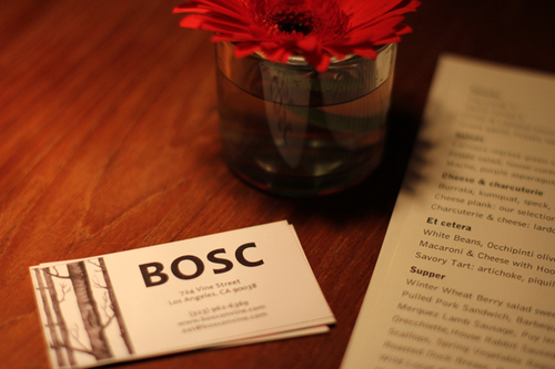 BOSC, 724 North Vine, Los Angeles. Kitchen Open Mon-Sat 6 -11:00 P.M.  323-962-6369 delicious wines, in a hidden spot in hollywood....