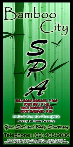 Male and Female Spa - Las Pinas and Molino Branch 09204425948/ 09277836895 

Molino, Cavite Branch - 09279542286 or 9476558515 FOLLOW OUR FACEBOOK PAGE.